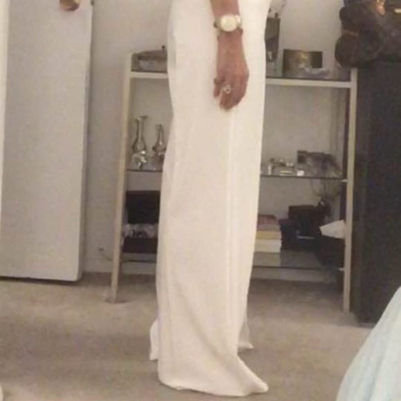 Wide leg dressy off white high waisted  pants  L - Picture 5 of 8